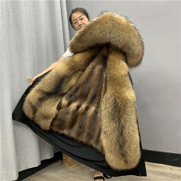 women's leather & faux 2021 winter coat long raccoon fur lining hooded parka big collar warm jacket, Black
women's leather & faux 2021 winter coat long raccoon fur lining hooded parka big collar warm jacket, Black