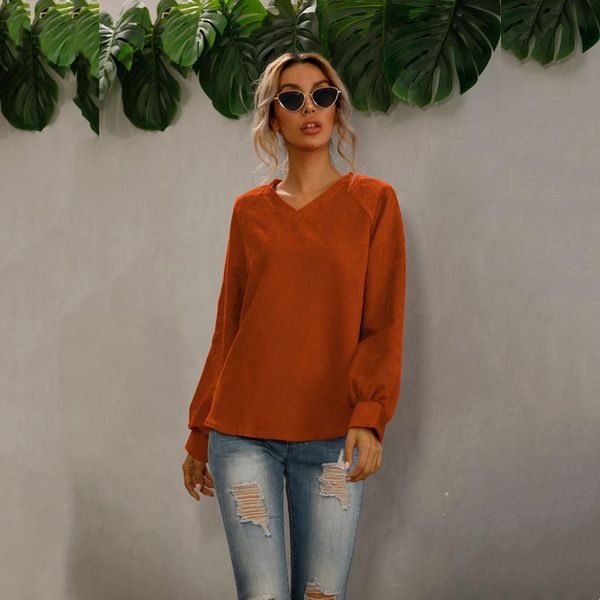 women's t-shirt 2021 spring and summer v-neck corduroy long-sleeved casual loose solid color home white
women's t-shirt 2021 spring and summer v-neck corduroy long-sleeved casual loose solid color home white