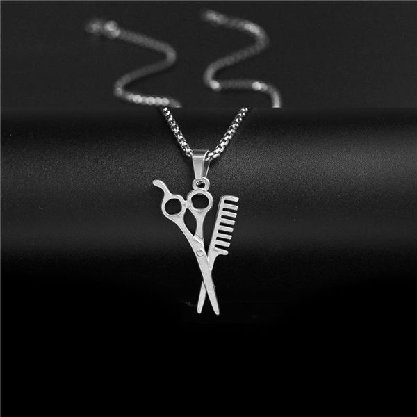 pendant necklaces fashion trend simple and versatile scissors comb men's necklace wholesale er, Silver
pendant necklaces fashion trend simple and versatile scissors comb men's necklace wholesale er, Silver
