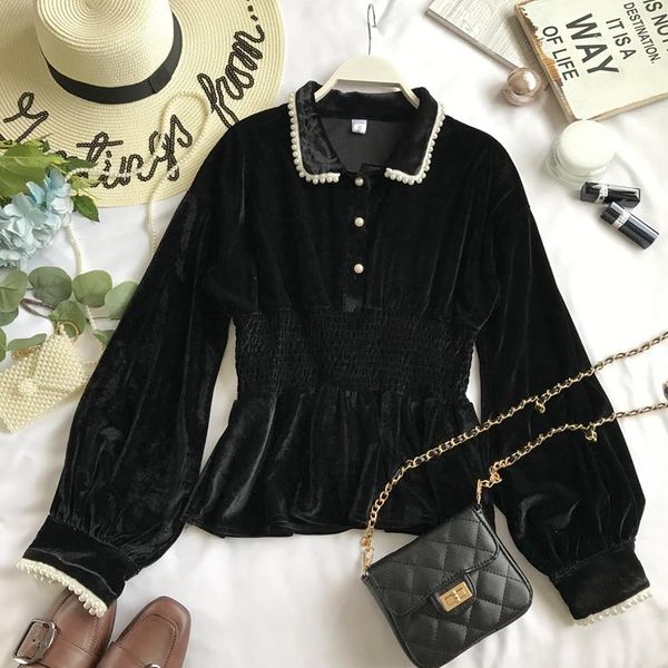 women's blouses & shirts england style velour beading patchwork turn-down collar lantern long sleeve blouse shirt women 849380, White
women's blouses & shirts england style velour beading patchwork turn-down collar lantern long sleeve blouse shirt women 849380, White