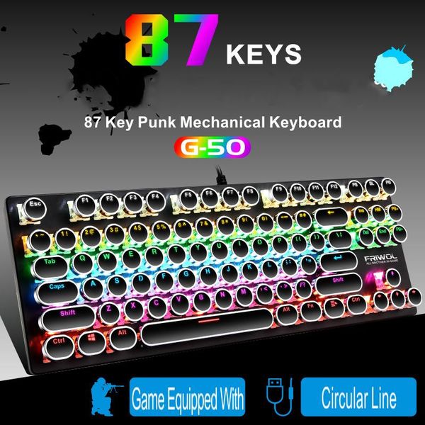 new arrivals g50 wired mechanical keyboard 87 keys green axis gaming keyboards 7-color backlight keyboard for lapdesktop
new arrivals g50 wired mechanical keyboard 87 keys green axis gaming keyboards 7-color backlight keyboard for lapdesktop