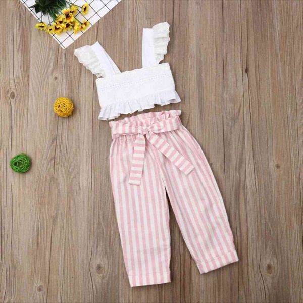 summer autumn girl clothes lace strap ruffle crop striped long pants 2pcs toddler outfits kids fashion set, White
summer autumn girl clothes lace strap ruffle crop striped long pants 2pcs toddler outfits kids fashion set, White