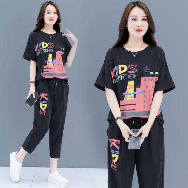 plus size tracksuits oversized suit short sleeve printed t shirt nine pants two piece set black cotton loose women clothes
plus size tracksuits oversized suit short sleeve printed t shirt nine pants two piece set black cotton loose women clothes