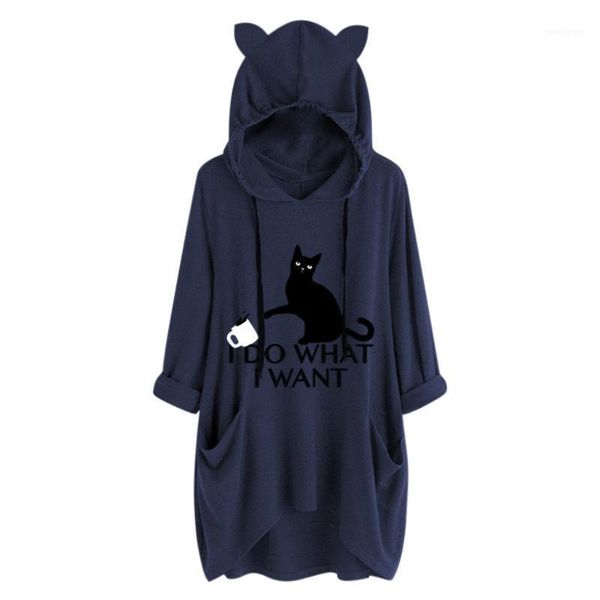2021 ladies print cat ears hooded shirt irregular fleece pocket long sleeve fashion casual pockets 1, Black
2021 ladies print cat ears hooded shirt irregular fleece pocket long sleeve fashion casual pockets 1, Black