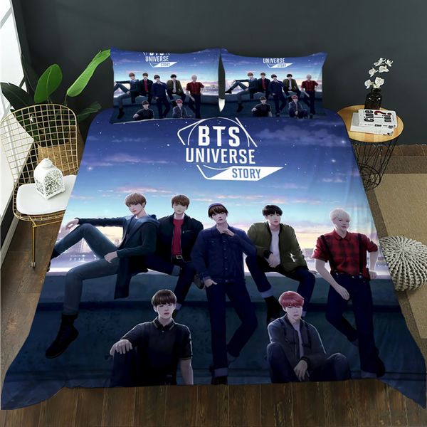 korean men's combo bts set 3d print design decorative textile bedroom supplies double bed multi-dimensional quilt cover and pillow case
korean men's combo bts set 3d print design decorative textile bedroom supplies double bed multi-dimensional quilt cover and pillow case