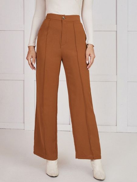 high waist straight leg pants f8nt#, Black;white 
high waist straight leg pants f8nt#, Black;white