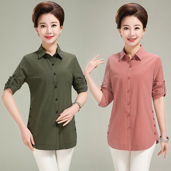 women's blouses & shirts middle-aged mother blouse and shirt spring summer long-sleeved solid color cotton plus size 5xl blusa y71, White
women's blouses & shirts middle-aged mother blouse and shirt spring summer long-sleeved solid color cotton plus size 5xl blusa y71, White