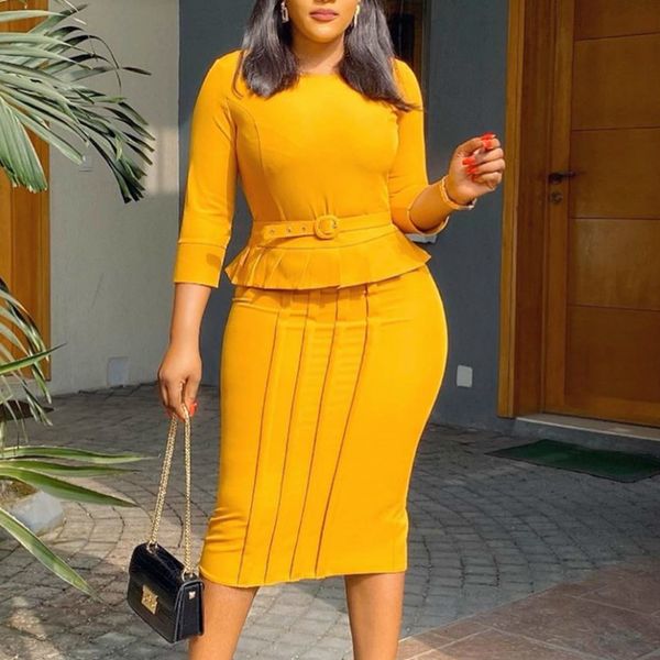 2021 women yellow es peplum with waist belt elegant office ladies three quarter sleeves fashion vestidos new female modest robes 0u3g, Black;gray
2021 women yellow es peplum with waist belt elegant office ladies three quarter sleeves fashion vestidos new female modest robes 0u3g, Black;gray