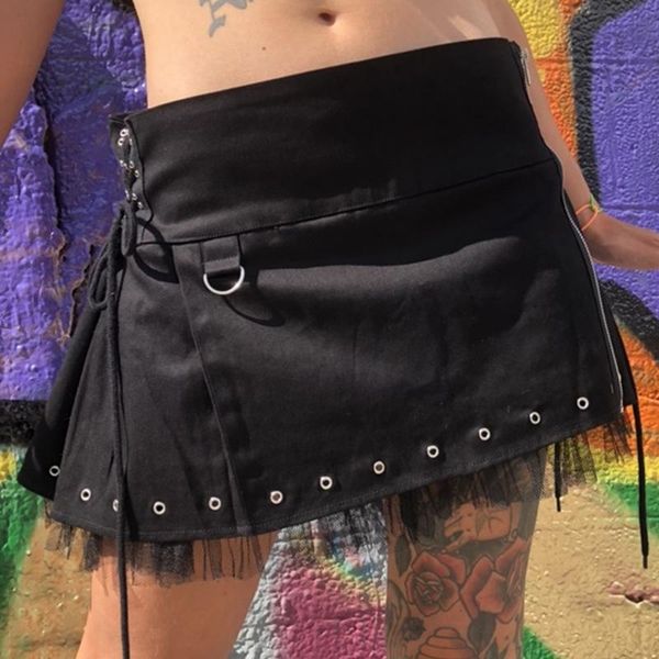 women mini short skirt bandage zipper lace up gothic punk style fashion 2021 spring new eyelet harajuku high waist skirts, Black
women mini short skirt bandage zipper lace up gothic punk style fashion 2021 spring new eyelet harajuku high waist skirts, Black