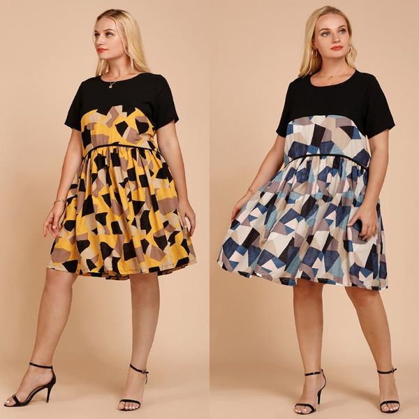 plus size dresses 5xl casual women's patchwork print dress fashion o-neck short sleeve loose mini for ladies vintage, Black
plus size dresses 5xl casual women's patchwork print dress fashion o-neck short sleeve loose mini for ladies vintage, Black