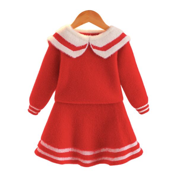 2021 new kids children girls knitting outfit suit winter clothing 5gf7, White