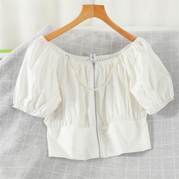 women's blouses & shirts korean fashion designer crop off shoulder women puff sleeve zipper front pearl black white shirt
women's blouses & shirts korean fashion designer crop off shoulder women puff sleeve zipper front pearl black white shirt