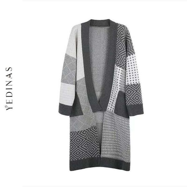 yedinas long vintage cardigan women autumn winter korean style knitted sweater chic kardigan female casual 210527, White;black
yedinas long vintage cardigan women autumn winter korean style knitted sweater chic kardigan female casual 210527, White;black