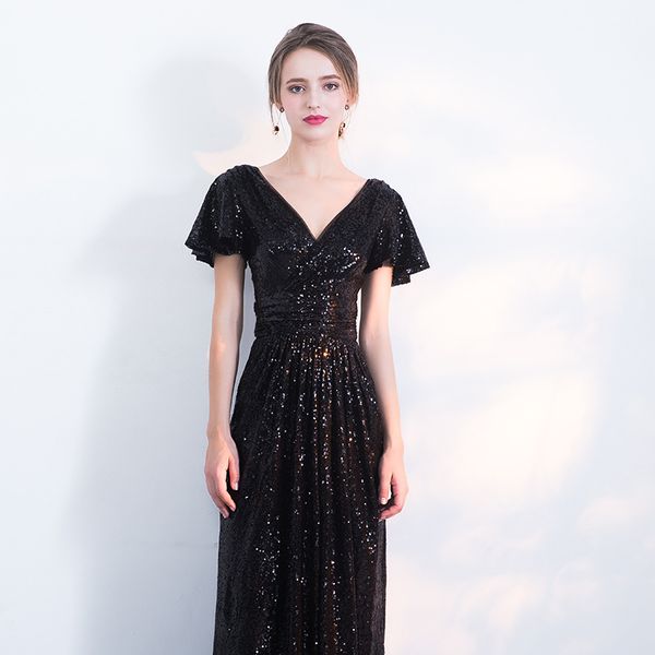 glamorous sequins a-line v-neck floor-length evening dresses short sleeves ruched zipper-up formal 2021 new gown, Black;red
glamorous sequins a-line v-neck floor-length evening dresses short sleeves ruched zipper-up formal 2021 new gown, Black;red