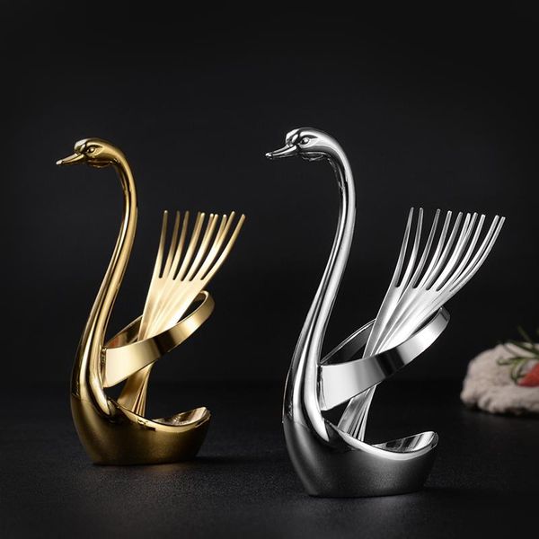 forks home 304 stainless steel fruit fork set creative swan storage base small cake metal organizer sets
forks home 304 stainless steel fruit fork set creative swan storage base small cake metal organizer sets