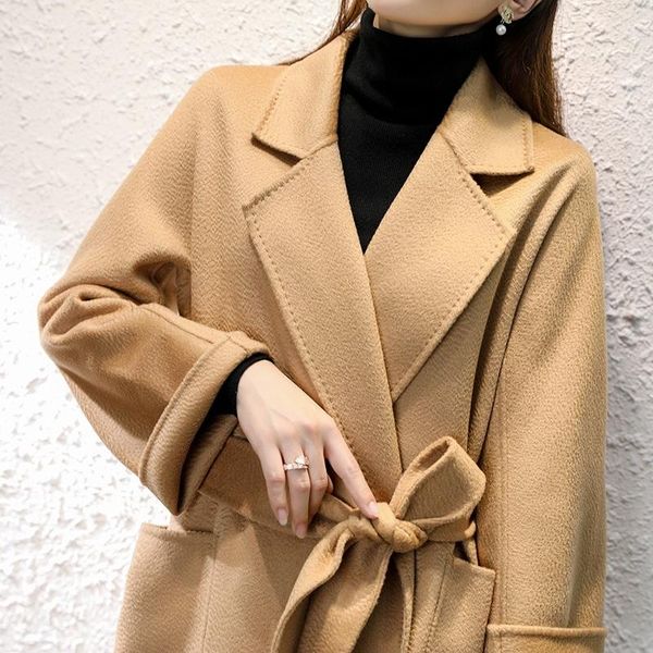 women's wool & blends handmade double-sided tweed coat mid autumn and winter long loose water ripple high-end cashmere, Black
women's wool & blends handmade double-sided tweed coat mid autumn and winter long loose water ripple high-end cashmere, Black