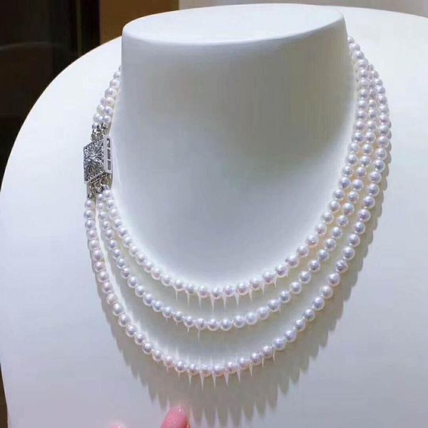 hand knotted 3strands 6-7mm white freshwater pearl micro inlay zircon accessories necklace long 43-50cm, Silver
hand knotted 3strands 6-7mm white freshwater pearl micro inlay zircon accessories necklace long 43-50cm, Silver