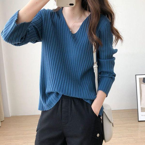 women's sweaters 2021 v-neck knitted women autumn winter long sleeve basic sweater blue casual loose pullovers female ns4640, White;black
women's sweaters 2021 v-neck knitted women autumn winter long sleeve basic sweater blue casual loose pullovers female ns4640, White;black