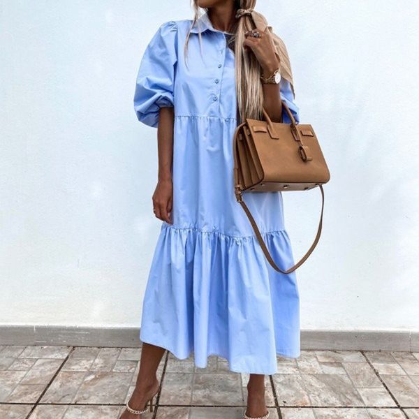 casual dresses office spring women long three quarter sleeve turn down collar solid blue shirt female working vestidos ocmo, Black;gray
casual dresses office spring women long three quarter sleeve turn down collar solid blue shirt female working vestidos ocmo, Black;gray