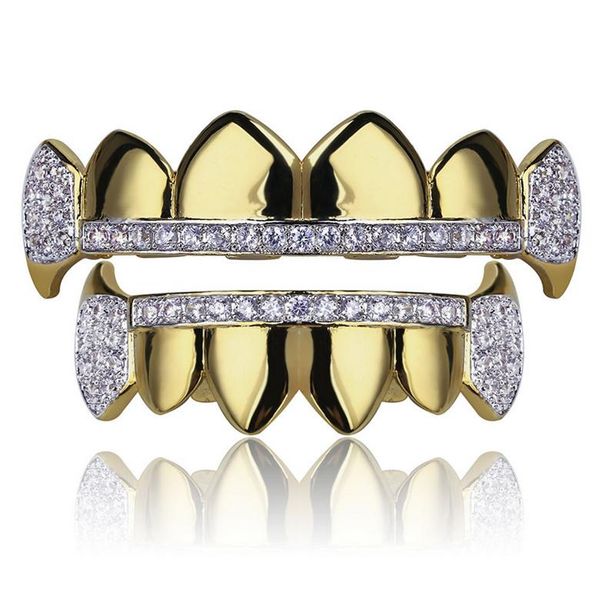 gold grillz jewelry hip hop dental grills fashion exquisite glaring zircon 18k gold plated 2-piece set teeth braces, Black
gold grillz jewelry hip hop dental grills fashion exquisite glaring zircon 18k gold plated 2-piece set teeth braces, Black