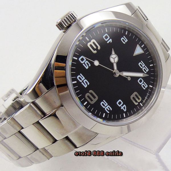 40mm sterile black dial luminous hands full stainless steel automatic movement men's watch, Slivery;brown
40mm sterile black dial luminous hands full stainless steel automatic movement men's watch, Slivery;brown