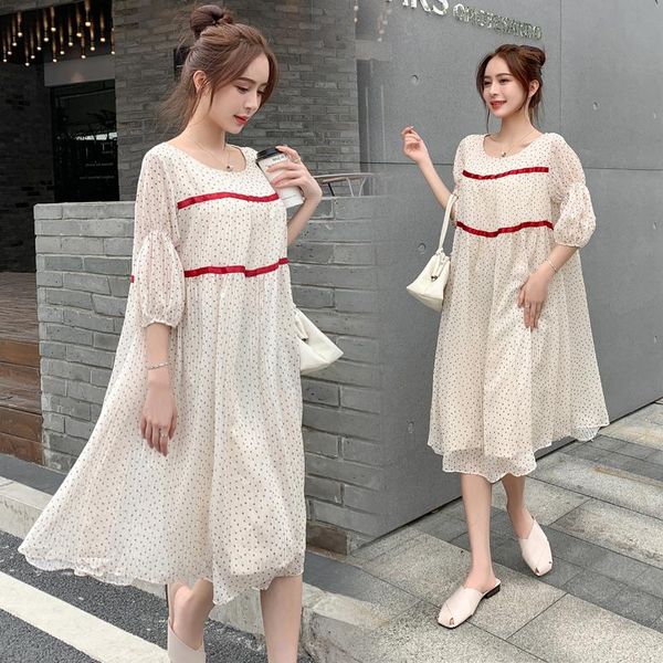 8136# summer thin printed chiffon maternity dress chic ins korean fashion large size loose clothes for pregnant women pregnancy, White
8136# summer thin printed chiffon maternity dress chic ins korean fashion large size loose clothes for pregnant women pregnancy, White