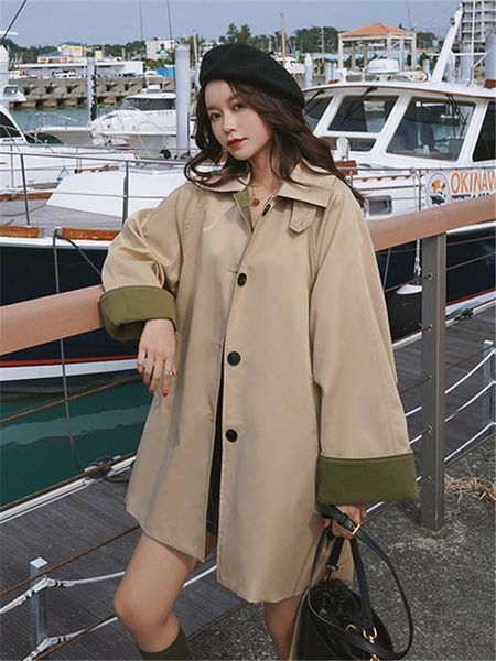 women's trench coats windbreaker spring autumn korean fashion loose high-quality double-breasted lace-up long-sleeved feminine coat m09, Tan;black
women's trench coats windbreaker spring autumn korean fashion loose high-quality double-breasted lace-up long-sleeved feminine coat m09, Tan;black