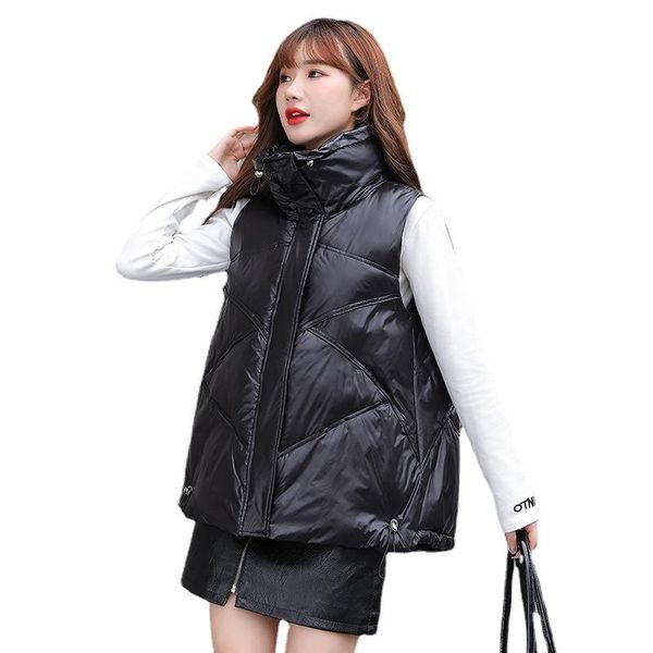 women's vests down cotton vest women 2021 autumn winter korean version thickened student fashion turn collar loose short waistcoat, Black;white
women's vests down cotton vest women 2021 autumn winter korean version thickened student fashion turn collar loose short waistcoat, Black;white