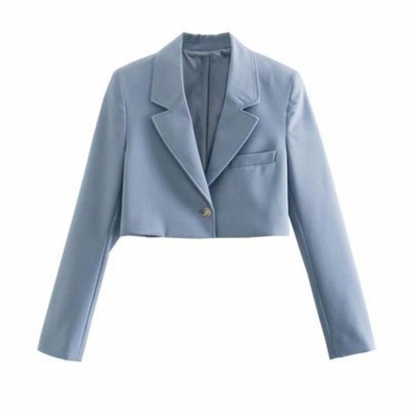 women's suits & blazers spring women 2021 fashion single button cropped blazer coat vintage long sleeve female outerwear chic veste fem, White;black
women's suits & blazers spring women 2021 fashion single button cropped blazer coat vintage long sleeve female outerwear chic veste fem, White;black