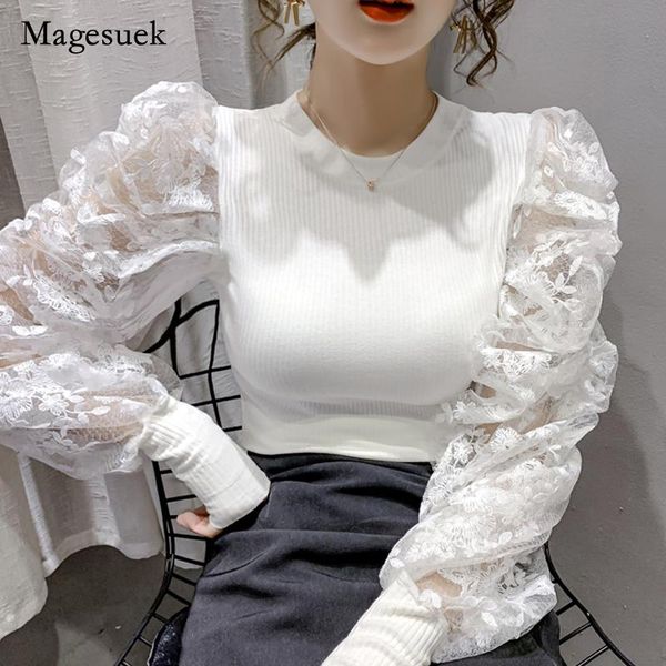 women's blouses & shirts women lace knitted blouse 2021 autumn puff long sleeve clothes blusas mujer round collar shirt 15997, White
women's blouses & shirts women lace knitted blouse 2021 autumn puff long sleeve clothes blusas mujer round collar shirt 15997, White