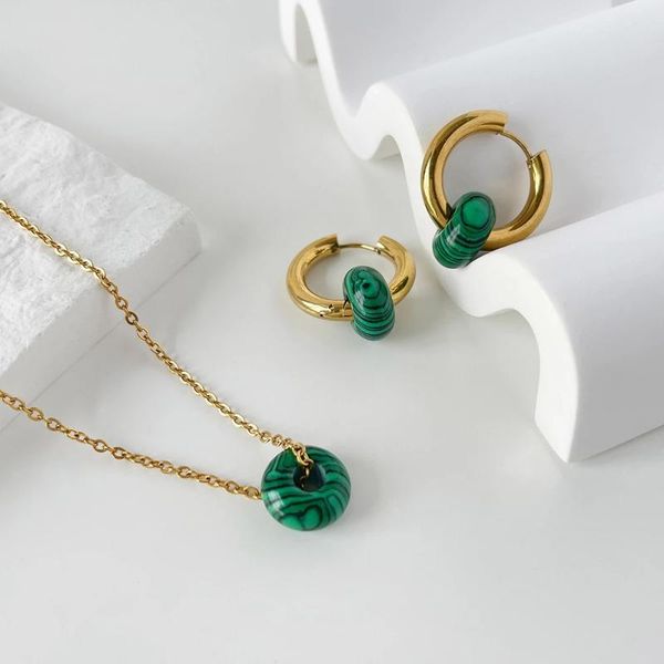 hoop & huggie ghidbk vintage green malachite beaded earrings for women stainless steel natural stone jewelry temperament fashionable gift, Golden;silver
hoop & huggie ghidbk vintage green malachite beaded earrings for women stainless steel natural stone jewelry temperament fashionable gift, Golden;silver