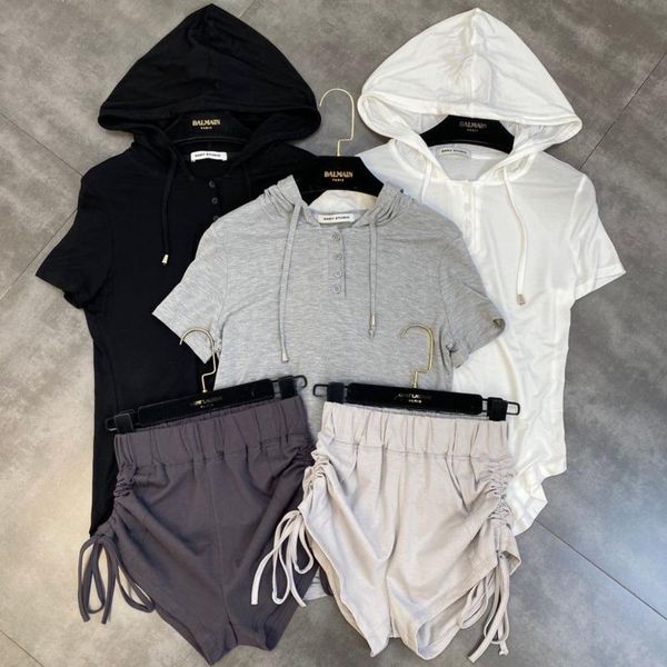women's tracksuits fabpop 2021 summer short sleeve hooded t shirt elastic drawstring shorts two piece matching set outfits women gb718, Gray
women's tracksuits fabpop 2021 summer short sleeve hooded t shirt elastic drawstring shorts two piece matching set outfits women gb718, Gray