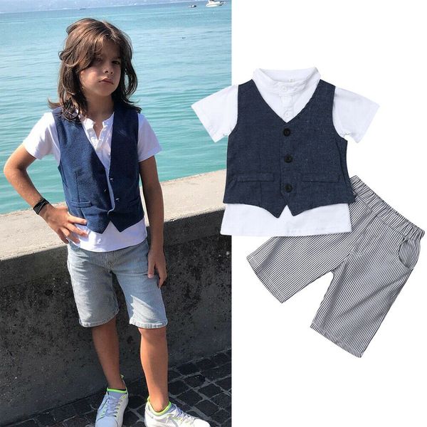 fashion boy kids 2-7y gentleman clothes sets solid t shirt waistcoat+short set baby outfits, White
fashion boy kids 2-7y gentleman clothes sets solid t shirt waistcoat+short set baby outfits, White