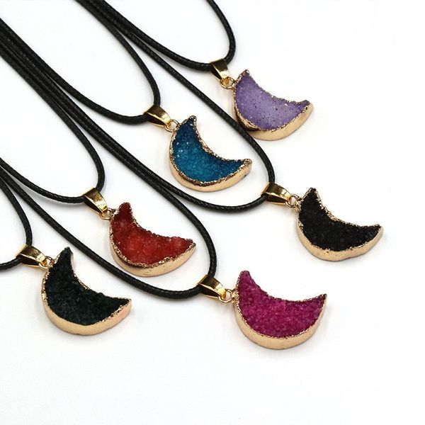 reiki healing resin druzy druse crescent moon necklace chakra power stones energy stone necklaces, Silver
reiki healing resin druzy druse crescent moon necklace chakra power stones energy stone necklaces, Silver