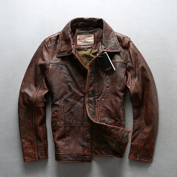 men's leather & faux factory avfly 2021 men vintage brown motorcycle cow jacket casual single breasted slim fit biker jackets, Black
men's leather & faux factory avfly 2021 men vintage brown motorcycle cow jacket casual single breasted slim fit biker jackets, Black