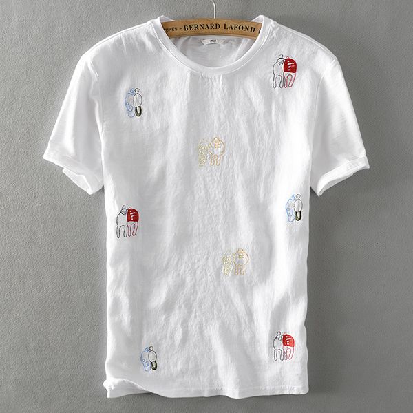 2021 summer new men's linen short sleeve t-shirt round neck loose embroidery t shirt italy style flax men tshirt camisetas hombre qqxc, White
2021 summer new men's linen short sleeve t-shirt round neck loose embroidery t shirt italy style flax men tshirt camisetas hombre qqxc, White