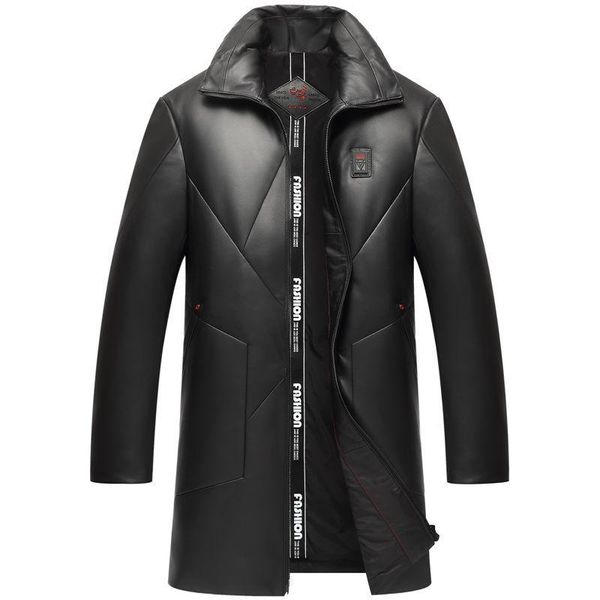 men's fur & faux haining leather down jacket slim stand collar coat medium length korean winter, Black
men's fur & faux haining leather down jacket slim stand collar coat medium length korean winter, Black