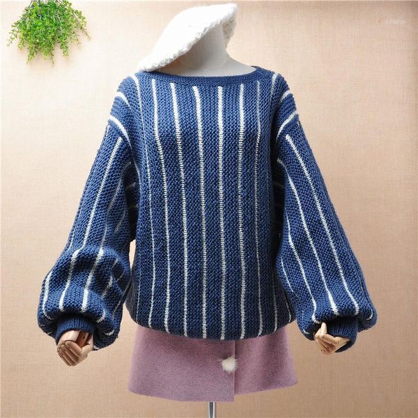 women's sweaters women's mujer female women wool fashion striped o-neck hand knitted long lantern sleeves loose oversized pullover, White;black
women's sweaters women's mujer female women wool fashion striped o-neck hand knitted long lantern sleeves loose oversized pullover, White;black