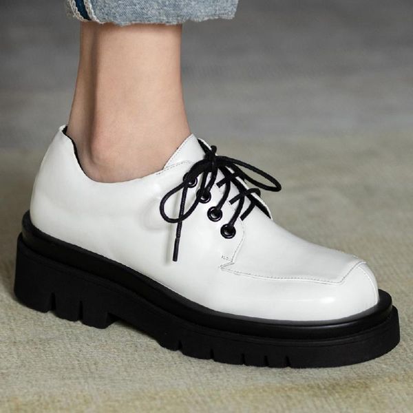 women's genuine leather thick sole platform flats sneakers leisure soft comfortable brogues oxfords for women shoes, Black
women's genuine leather thick sole platform flats sneakers leisure soft comfortable brogues oxfords for women shoes, Black