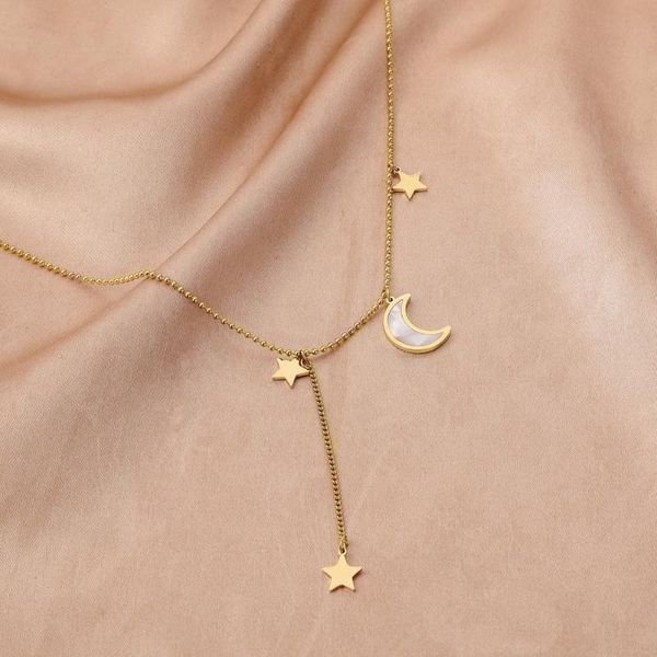 pendant necklaces korean simple fashion gold-plated moon star stainless steel necklace women, Silver
pendant necklaces korean simple fashion gold-plated moon star stainless steel necklace women, Silver