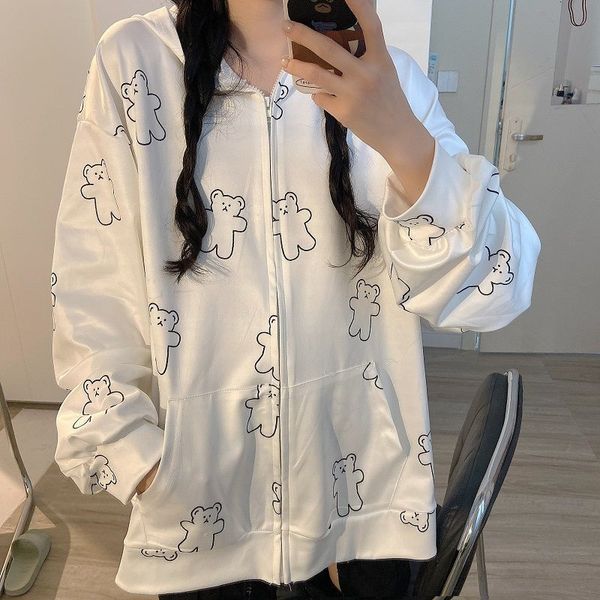 

2021 new deeptown kawaii hoodies moda feminina outono inverno roupas femininas camisola de manga longa bonito s impresso coreana pulver, Black