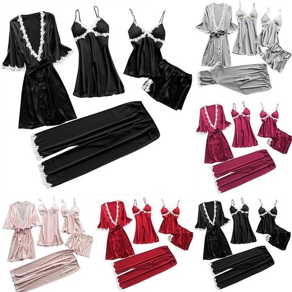 5pcs sleepwear set women women's robe & gown sets lace bathrobe/nightdress/pants/shorts set femme nightwear sleepwear, Black;red
5pcs sleepwear set women women's robe & gown sets lace bathrobe/nightdress/pants/shorts set femme nightwear sleepwear, Black;red