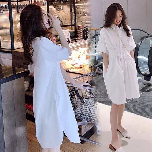 653# maternity dress summer short sleeves turn down color white plain loose stylish pregnant women mom dresses
653# maternity dress summer short sleeves turn down color white plain loose stylish pregnant women mom dresses