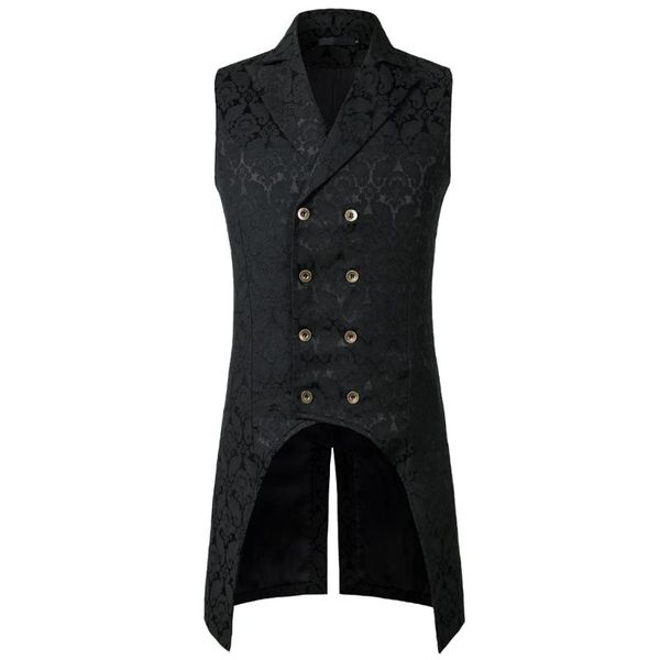 men's vests men sleeveless lapel collar double-breasted steampunk gothic jacquard coat vest, Black;white
men's vests men sleeveless lapel collar double-breasted steampunk gothic jacquard coat vest, Black;white