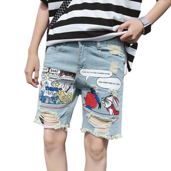 men's jeans anime ripped fashion mens streetwear print light jean shorts men summer denim knee length boardshorts, Blue
men's jeans anime ripped fashion mens streetwear print light jean shorts men summer denim knee length boardshorts, Blue