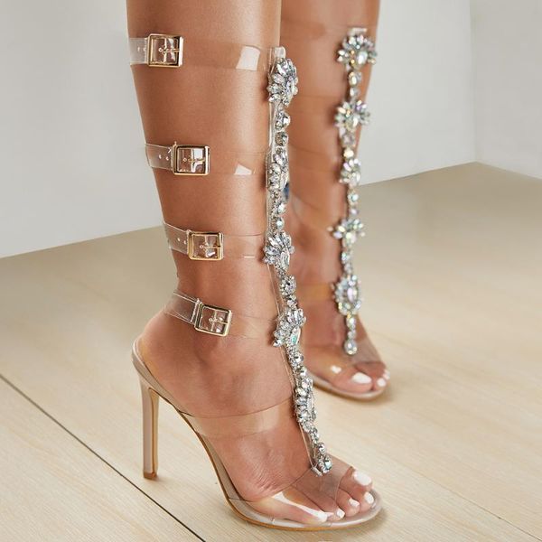 sandals 2021 summer women transparent narrow band big crystal design wedding party ladies boots buckle strap, Black
sandals 2021 summer women transparent narrow band big crystal design wedding party ladies boots buckle strap, Black