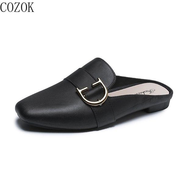 slippers baotou women's fashion wild simple vamp personality buckle design trend outdoor 2021, Black
slippers baotou women's fashion wild simple vamp personality buckle design trend outdoor 2021, Black