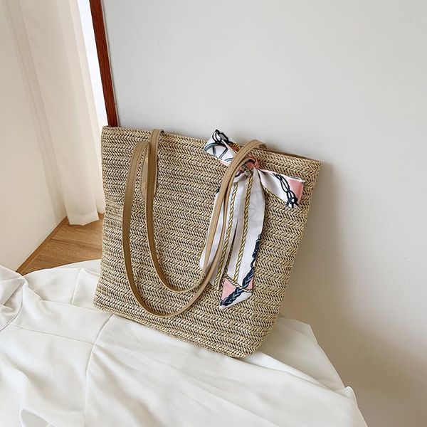 shoulder bags fashion women straw woven silk scarf shopping bag casual ladies summer beach vacation solid color large capacity tote
shoulder bags fashion women straw woven silk scarf shopping bag casual ladies summer beach vacation solid color large capacity tote
