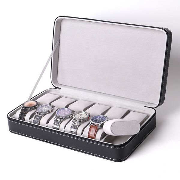 watch boxes & cases 6/10/12 grids portable box organizer pu leather casket with zipper classic multi-functional bracelet display case, Black;blue
watch boxes & cases 6/10/12 grids portable box organizer pu leather casket with zipper classic multi-functional bracelet display case, Black;blue
