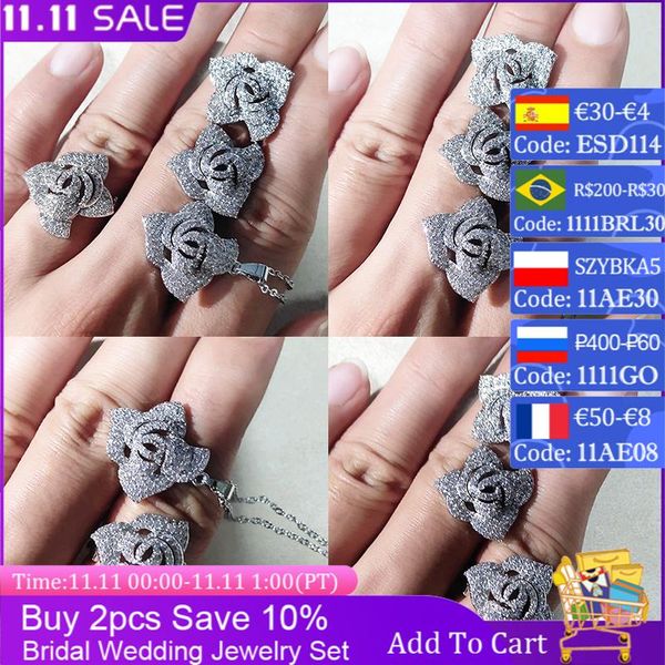 earrings & necklace 2021 luxury marquise rose flower jewelry set earring rings for women mirco pave cz band bijoux valentine's day gift, Silver
earrings & necklace 2021 luxury marquise rose flower jewelry set earring rings for women mirco pave cz band bijoux valentine's day gift, Silver